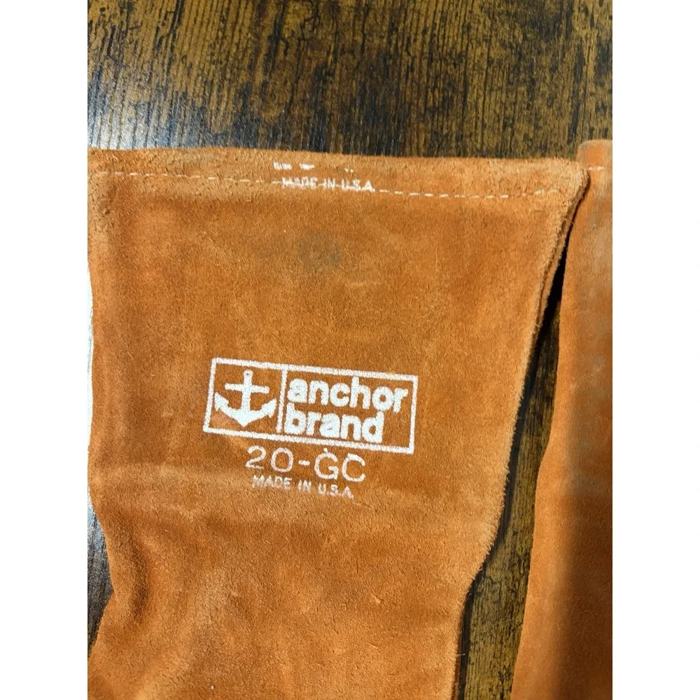 Vintage Leather Welding Gloves Orange Anchor Brand 20 GC